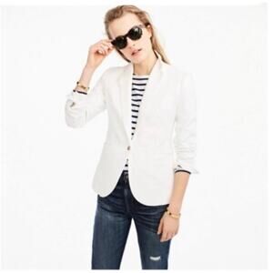 J.Crew White 100% Linen Blazer Jacket – Size 6 – Resort Chic Coastal Classic